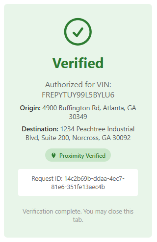 Verified with proximity pass